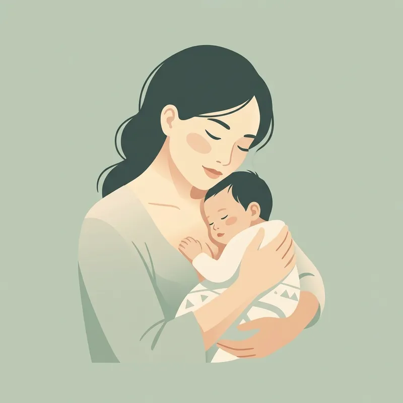 Ảnh minh họa phẳng (Flat art) xoa dịu tâm lý bất lực của mẹ khi bé chê ti khóc thét, khôi phục lại sợi dây kết nối yêu thương da kề da