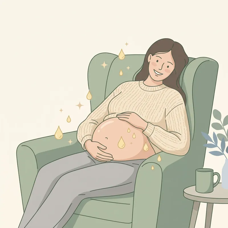 Minh họa mẹ bầu tuần 36 rạng rỡ hạnh phúc chuẩn bị nguồn sữa non tiền sản quý giá đầu đời cho con